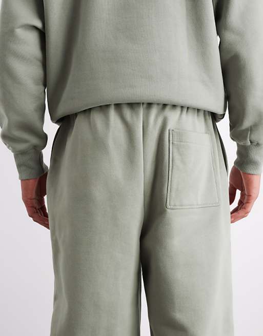 DESIGN Premium Heavyweight Oversized Joggers In 400gsm In Dried Sage