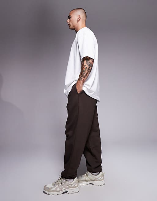 DESIGN Premium Heavyweight Oversized Joggers In 400gsm In Brown