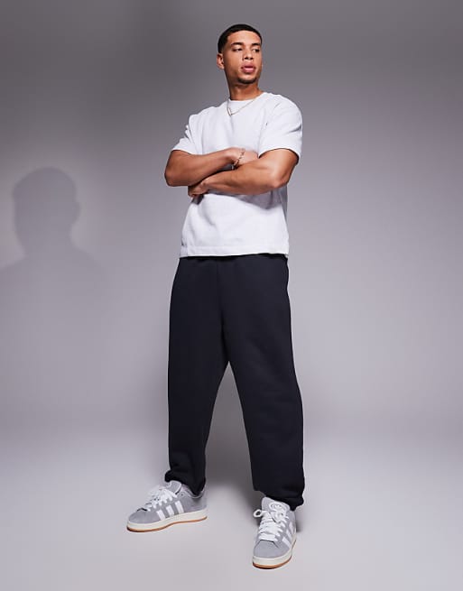 DESIGN premium heavyweight oversized joggers in 400gsm in charcoal