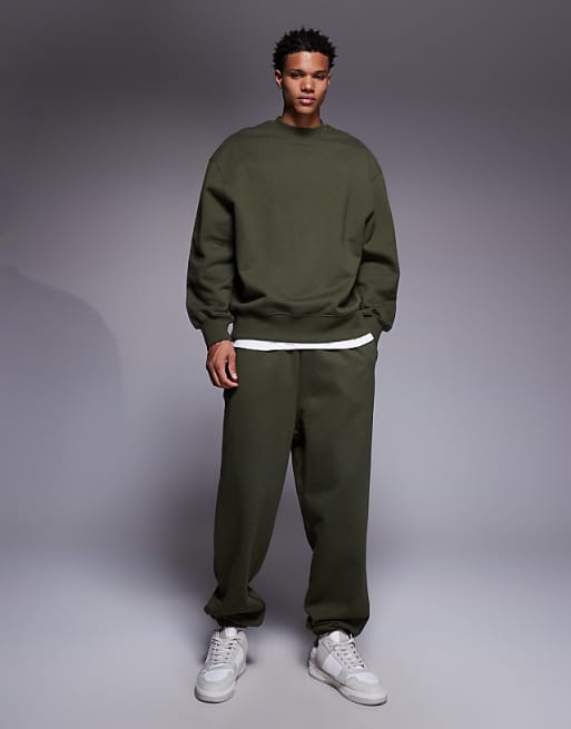 DESIGN Premium Heavyweight Oversized Sweatshirt In 400 Gsm Khaki
