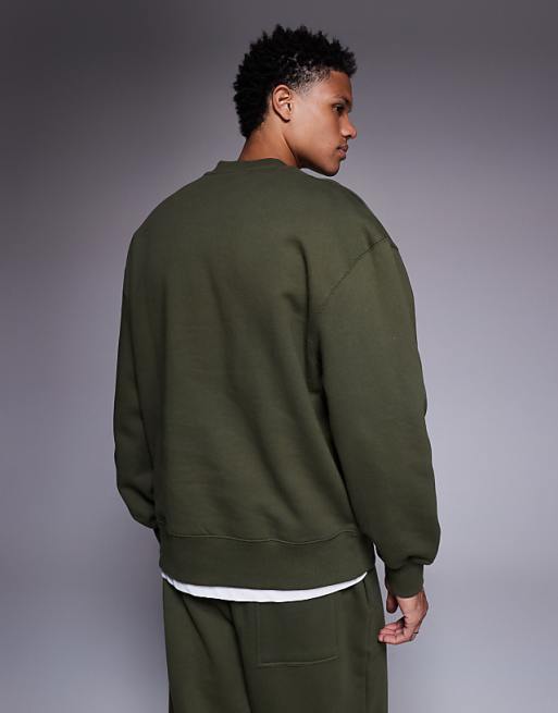DESIGN Premium Heavyweight Oversized Sweatshirt In 400 Gsm Khaki