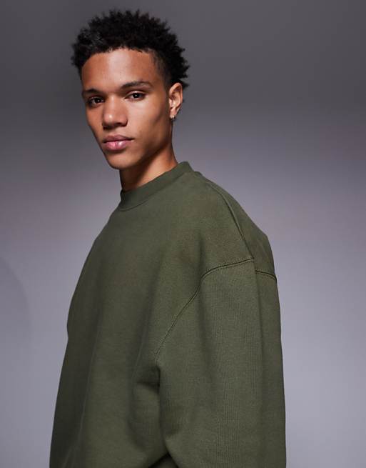 DESIGN Premium Heavyweight Oversized Sweatshirt In 400 Gsm Khaki