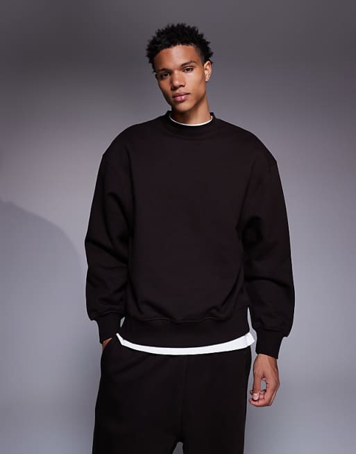 DESIGN premium heavyweight oversized sweatshirt in 400 gsm brown