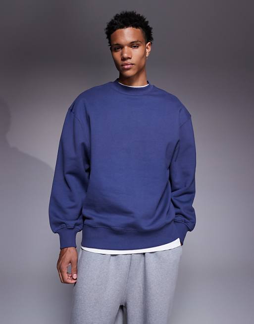 DESIGN premium heavyweight oversized sweatshirt in 400 gsm blue