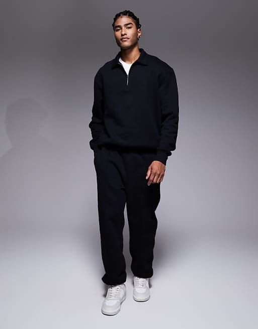 DESIGN Premium Heavyweight Slim Fit Jogger In 400gsms In Black
