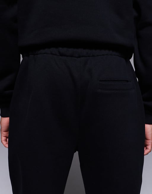 DESIGN Premium Heavyweight Slim Fit Jogger In 400gsms In Black