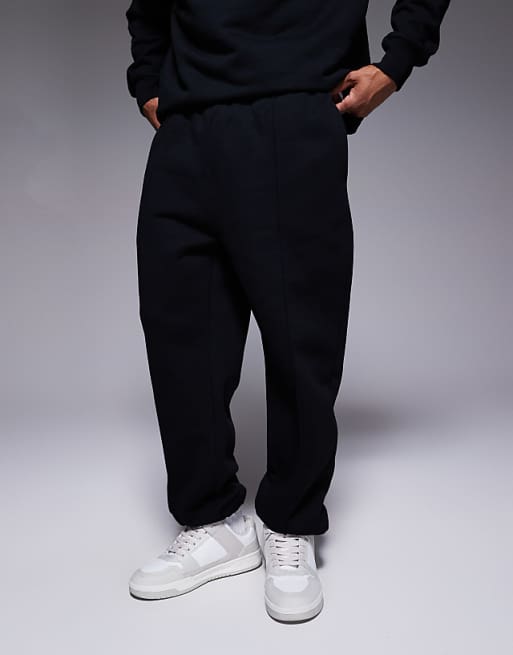 DESIGN premium heavyweight slim fit jogger in 400gsms in black