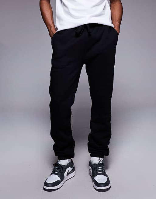 DESIGN premium heavyweight slim fit joggers in 400gsm in black