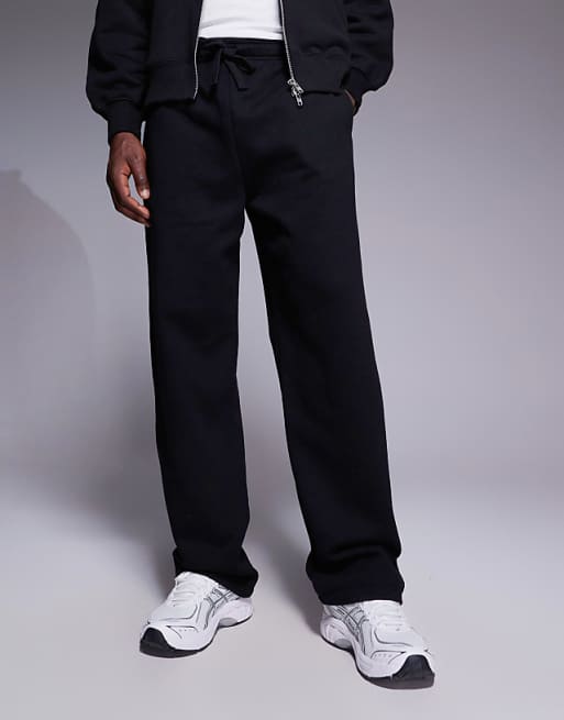 DESIGN Premium Heavyweight Straight Leg Joggers In 400gsm In Black