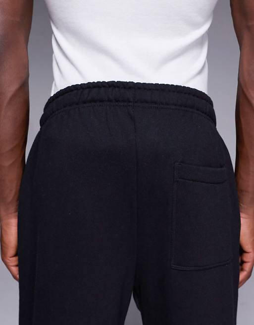 DESIGN Premium Heavyweight Straight Leg Joggers In 400gsm In Black