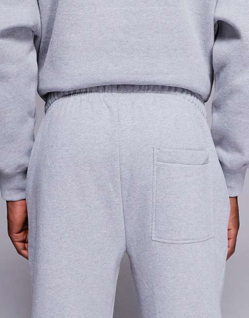 DESIGN Premium Heavyweight Straight Leg Joggers In 400gsm In Grey Marl