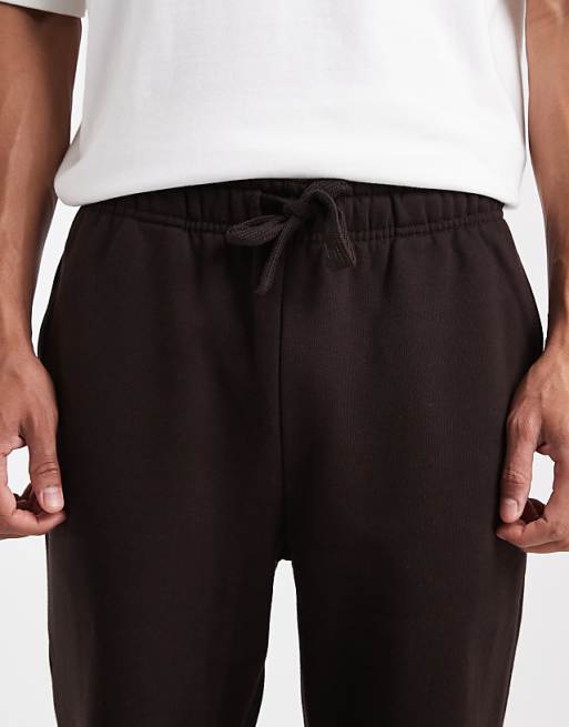 DESIGN Premium Heavyweight Straight Leg Jogger In 400gsm Brown