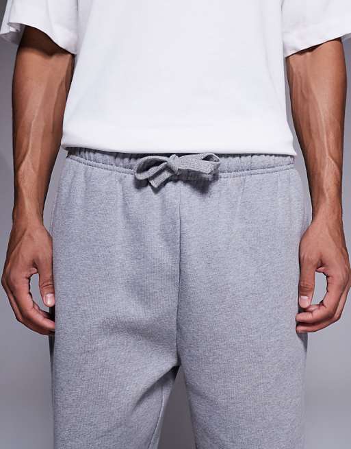 DESIGN Premium Heavyweight Tapered Joggers In 400gsm In Grey Marl