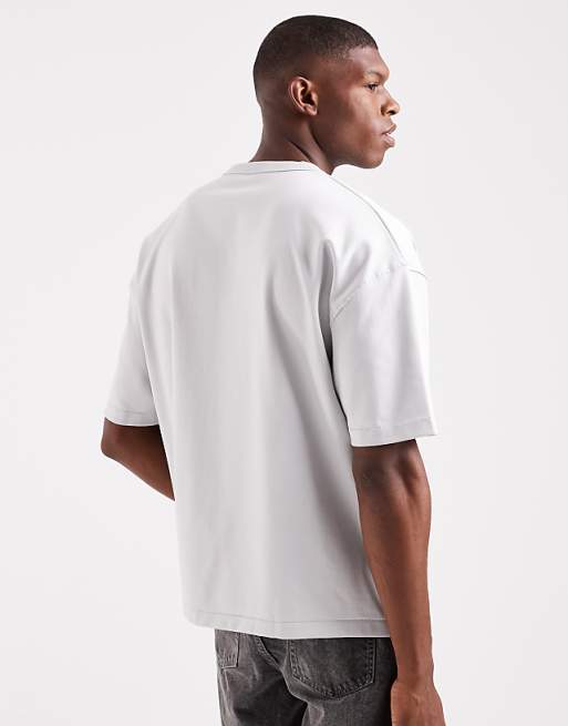DESIGN Premium Interlock Boxy Oversized T-shirt With Street Graphic In Grey