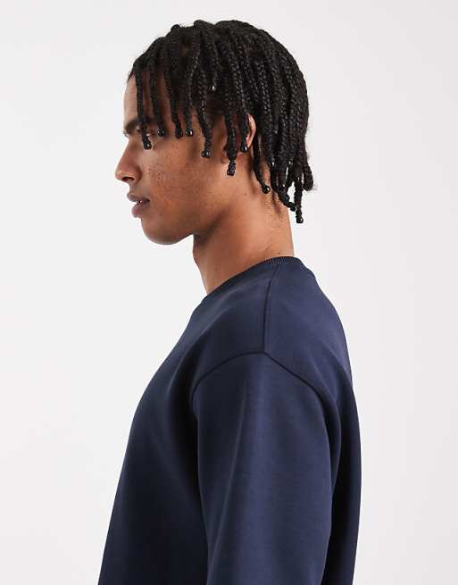 DESIGN Premium Interlock Relaxed T-shirt In Navy
