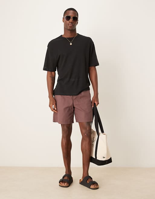 DESIGN Premium Linen Relaxed Boxy T-shirt In Black