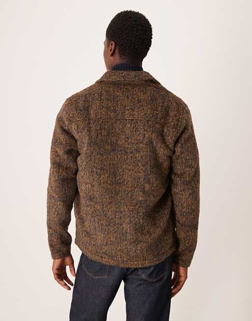 DESIGN Premium Overshirt Brushed Shirt In Brown