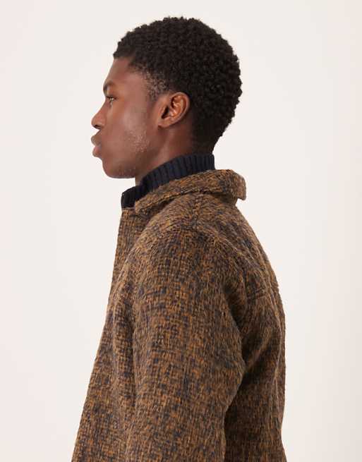 DESIGN Premium Overshirt Brushed Shirt In Brown