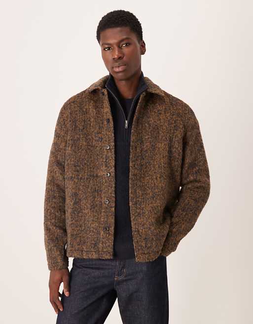 DESIGN premium overshirt brushed shirt in brown