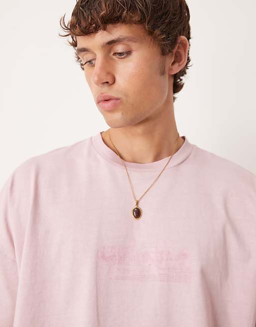 DESIGN Premium Oversized Heavyweight Boxy T-shirt With Print In Washed Pink