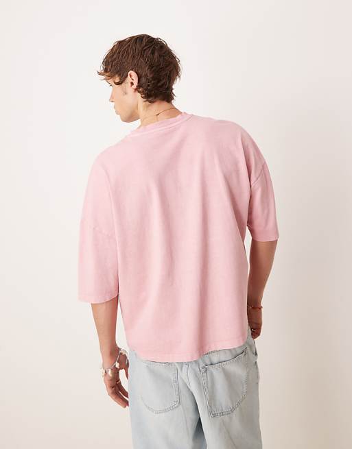 DESIGN Premium Oversized Heavyweight Boxy T-shirt In Washed Pink
