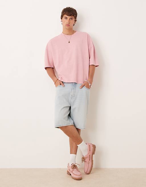 DESIGN Premium Oversized Heavyweight Boxy T-shirt In Washed Pink