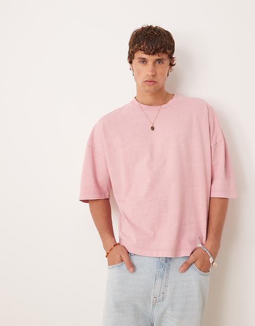 DESIGN premium oversized heavyweight boxy t-shirt in washed pink