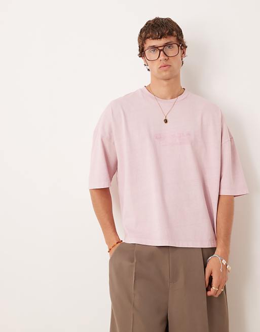 DESIGN premium oversized heavyweight boxy t-shirt with print in washed pink