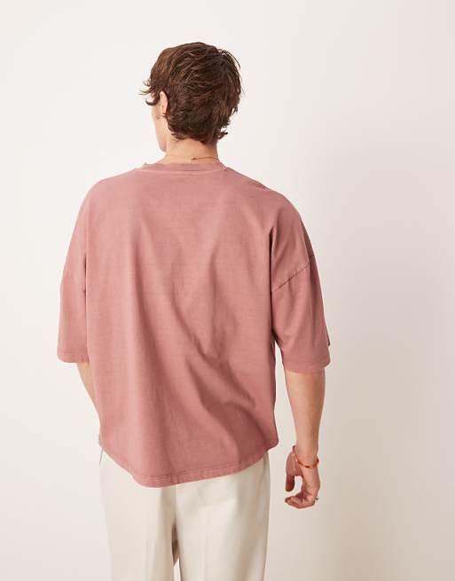DESIGN Premium Oversized Heavyweight T-shirt With Print In Washed Brown