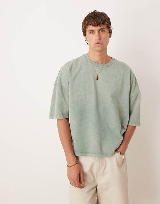 DESIGN Premium Oversized Heavyweight T-shirt In Washed Green