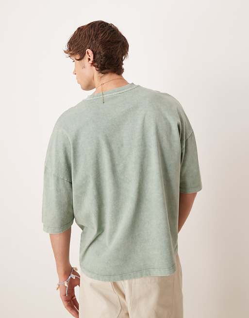 DESIGN Premium Oversized Heavyweight T-shirt In Washed Green