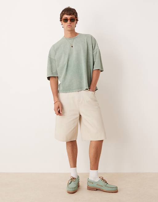 DESIGN Premium Oversized Heavyweight T-shirt In Washed Green