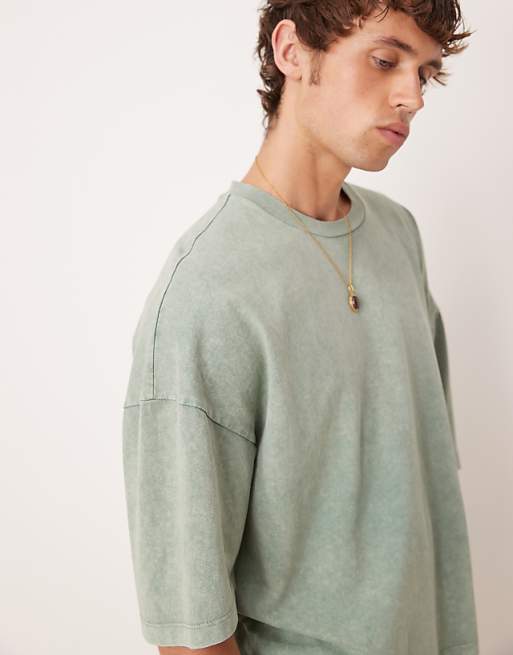 DESIGN premium oversized heavyweight t-shirt in washed green