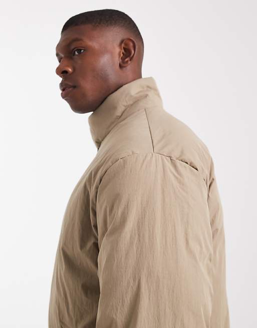 DESIGN Puffer Jacket With Funnel Neck In Stone