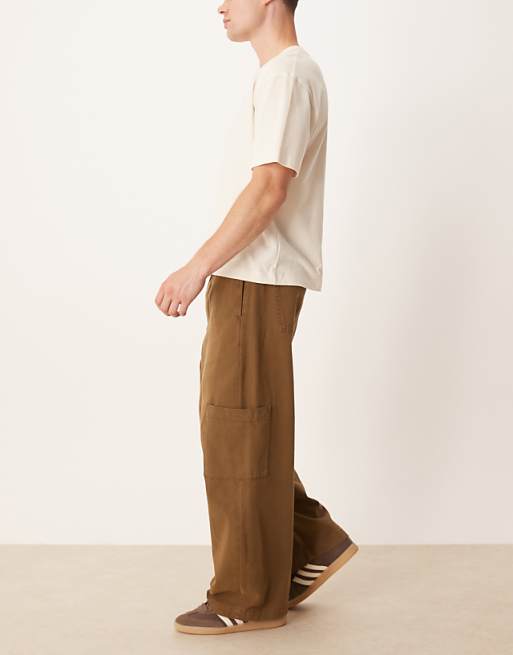 DESIGN Pull On Barrel Trousers In Brown
