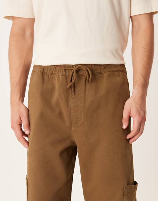DESIGN Pull On Barrel Trousers In Brown