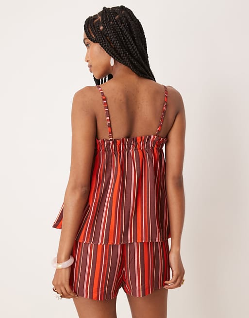 DESIGN Pull On Micro Short In Maroon Stripe