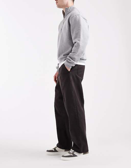 DESIGN Pull On Tapered Pintuck Trousers In Brown