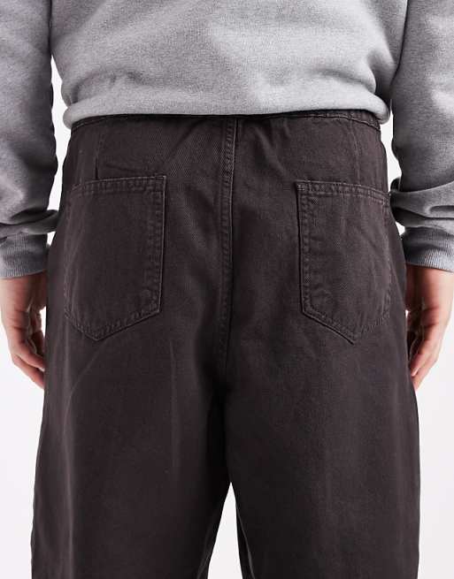 DESIGN Pull On Tapered Pintuck Trousers In Brown