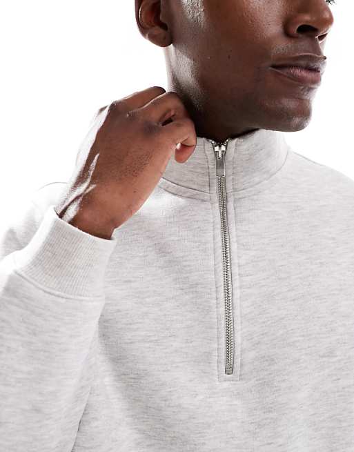 DESIGN Quarter Zip In Grey Marl