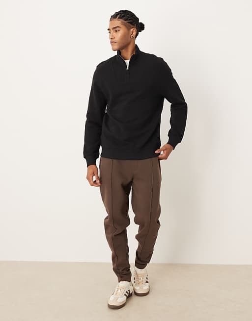 DESIGN Quarter Zip Sweatshirt In Black