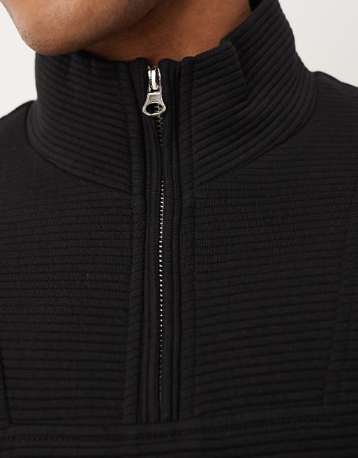 DESIGN Quarter Zip Sweatshirt In Black