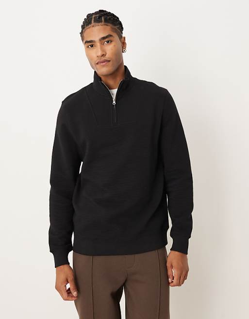 DESIGN Quarter Zip Sweatshirt In Black