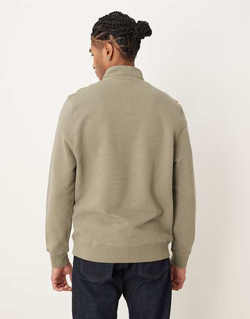 DESIGN Quarter Zip Sweatshirt With Ribbed Collar In Grey