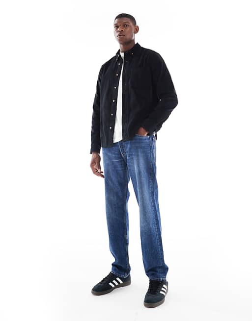 DESIGN Regular Cord Shirt In Black