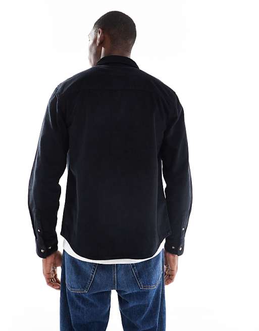 DESIGN Regular Cord Shirt In Black