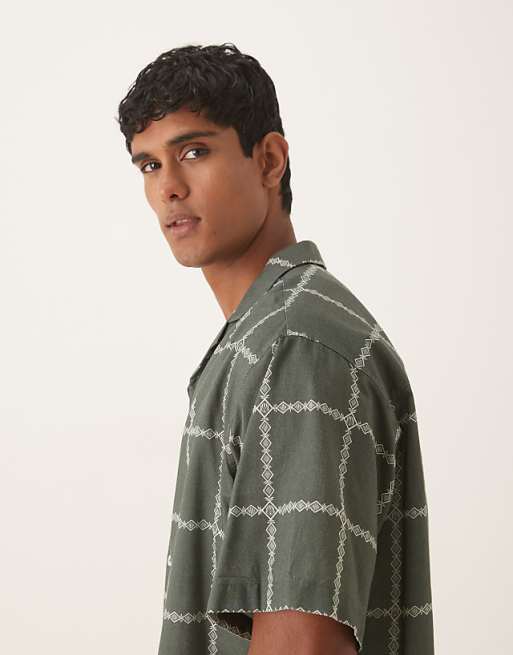 DESIGN Regular Fit Check Shirt In Green