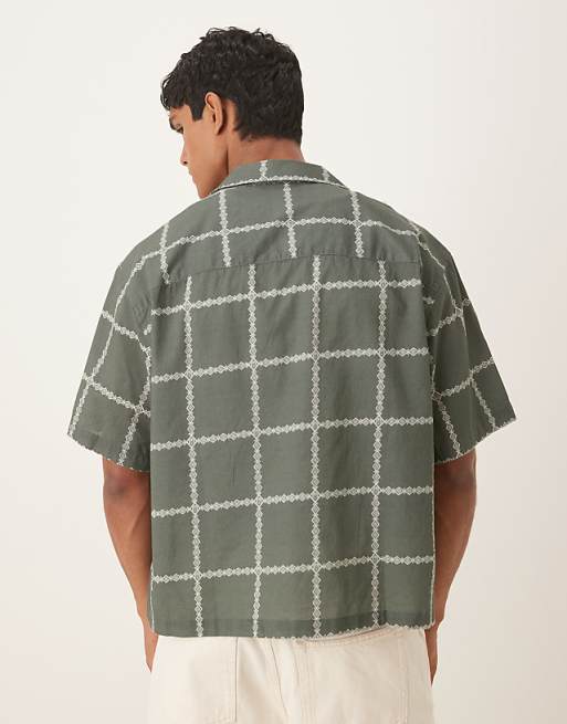 DESIGN Regular Fit Check Shirt In Green