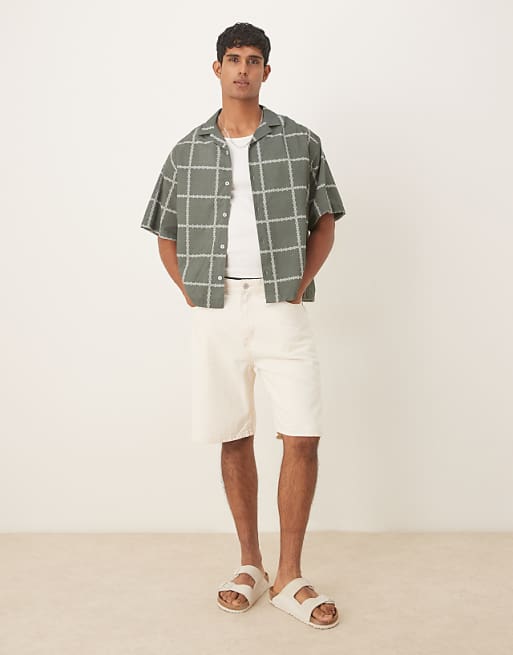 DESIGN Regular Fit Check Shirt In Green