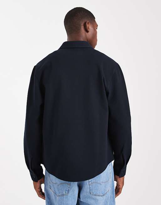 DESIGN Regular Fit Jersey Shirt In Navy